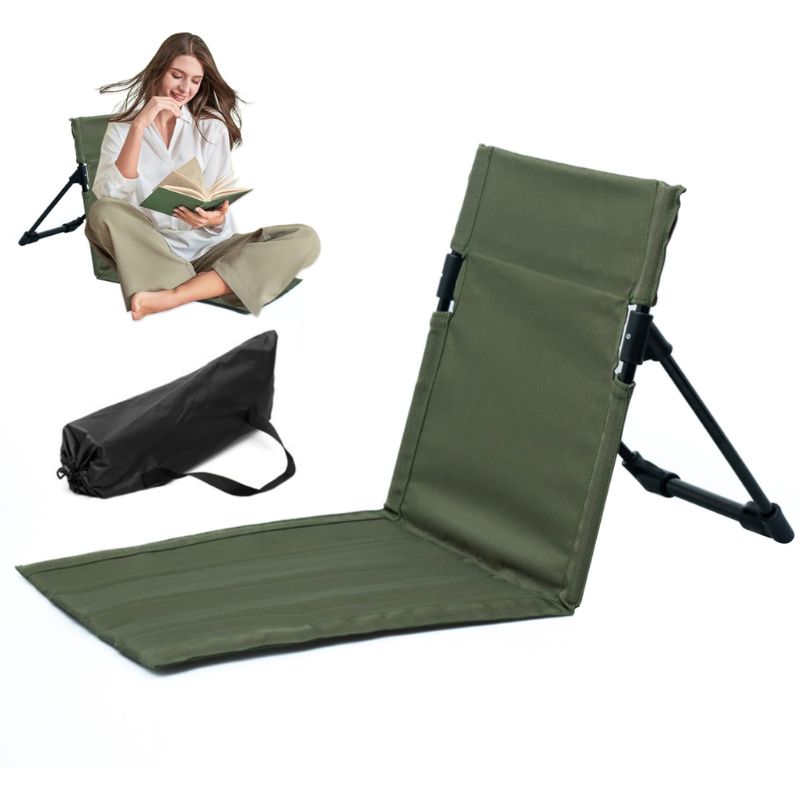 Camping Chair Foldable Outdoor Chair with Backrest Portable for Garden, Picnic, Beach Green 51x24cm