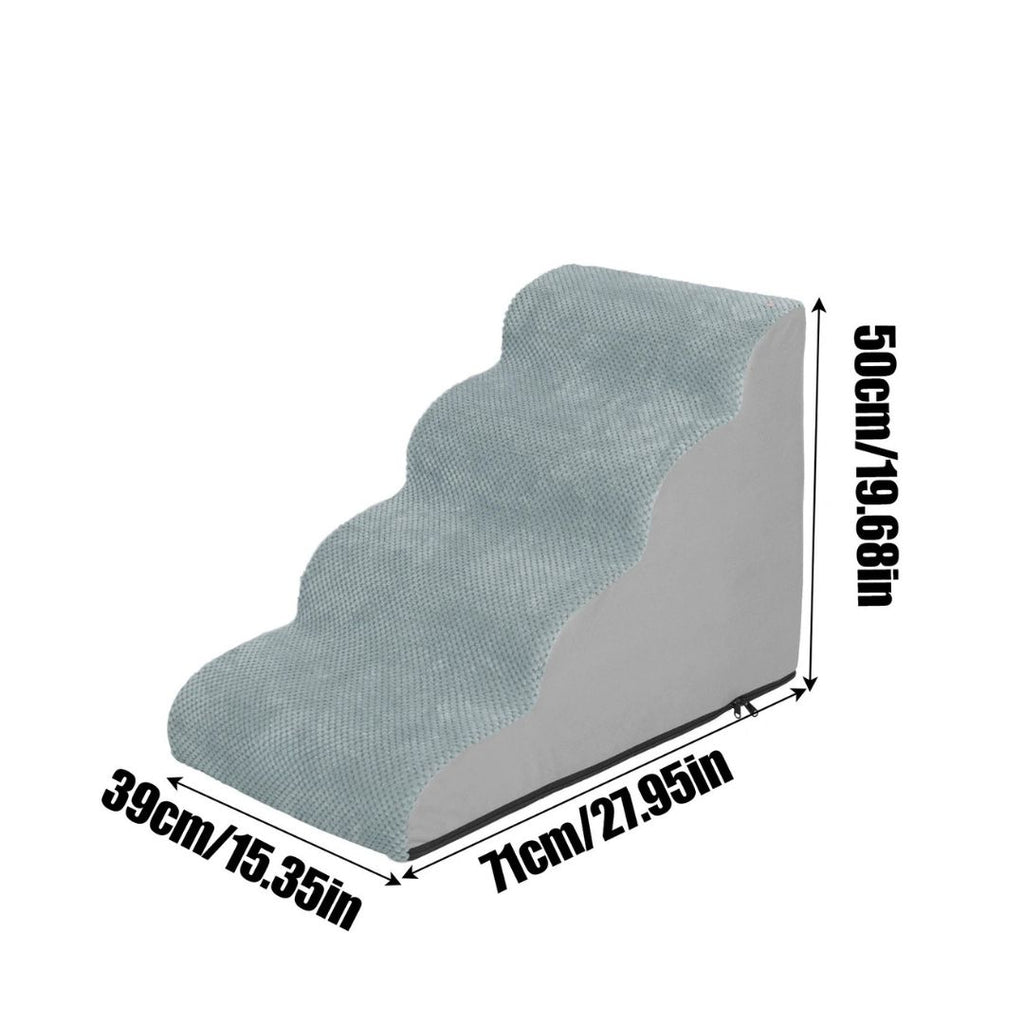 Dog Stairs 39x71x50cm High Density Foam Pet Steps with Washable Cover Grey Sofa Bed Ramp
