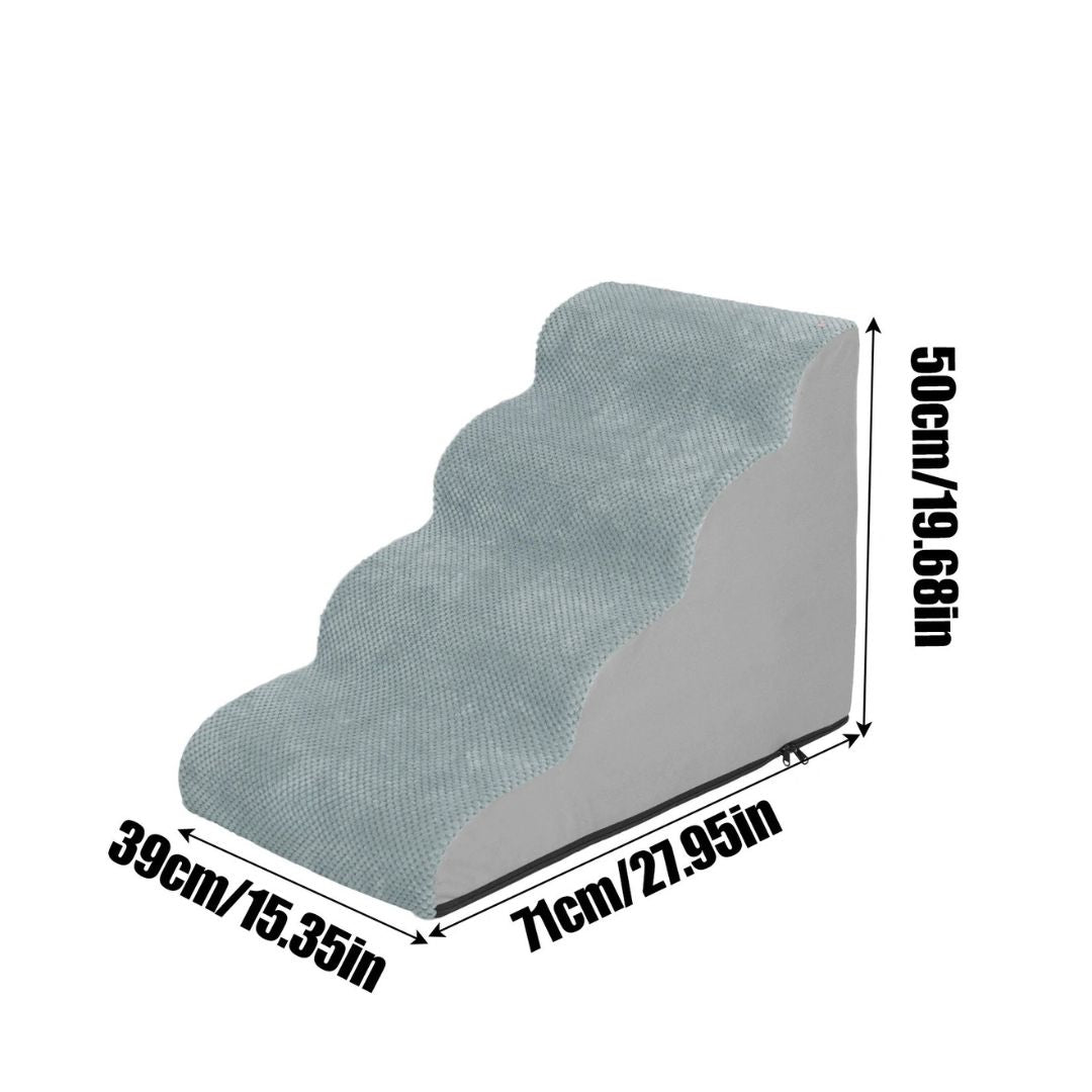 Dog Stairs 39x71x50cm High Density Foam Pet Steps with Washable Cover Grey Sofa Bed Ramp