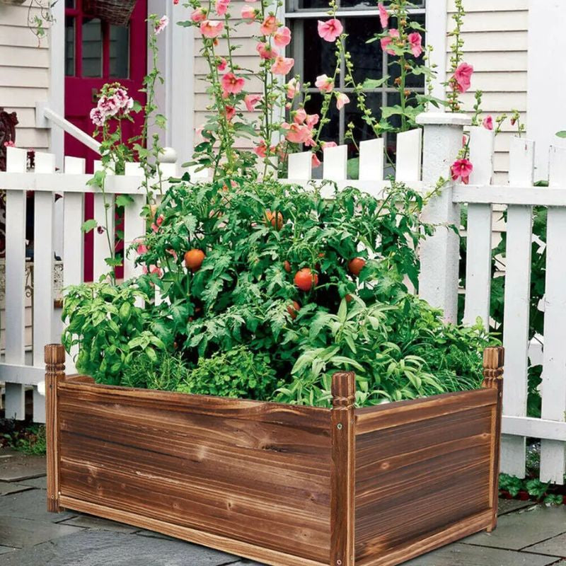 Planter Box Outdoor Raised Garden Bed Wood For Flowers and Vegetables 90x30x34cm