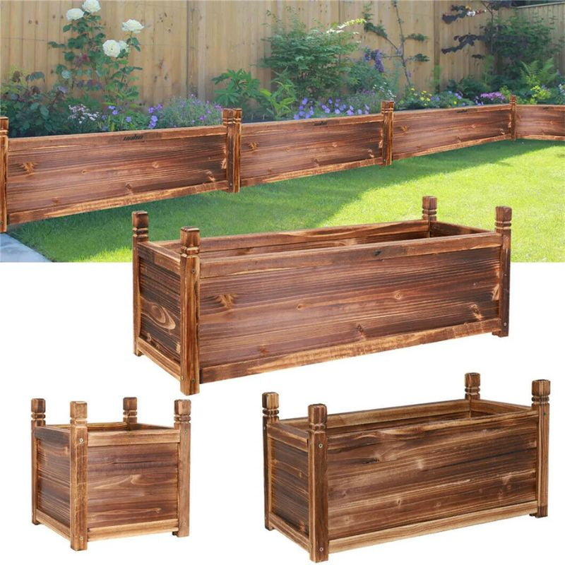 Wooden Raised Garden Bed Planter Box Flower Bed Elevated Garden Bed Raised Planter 30 x 30 x 38 cm Dark Brown