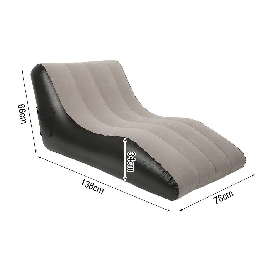 Inflatable Sofa Chair PVC Flocked Portable Blow Up Couch for Indoor Outdoor Living Room Camping Travel Use brown 138x78x66cm