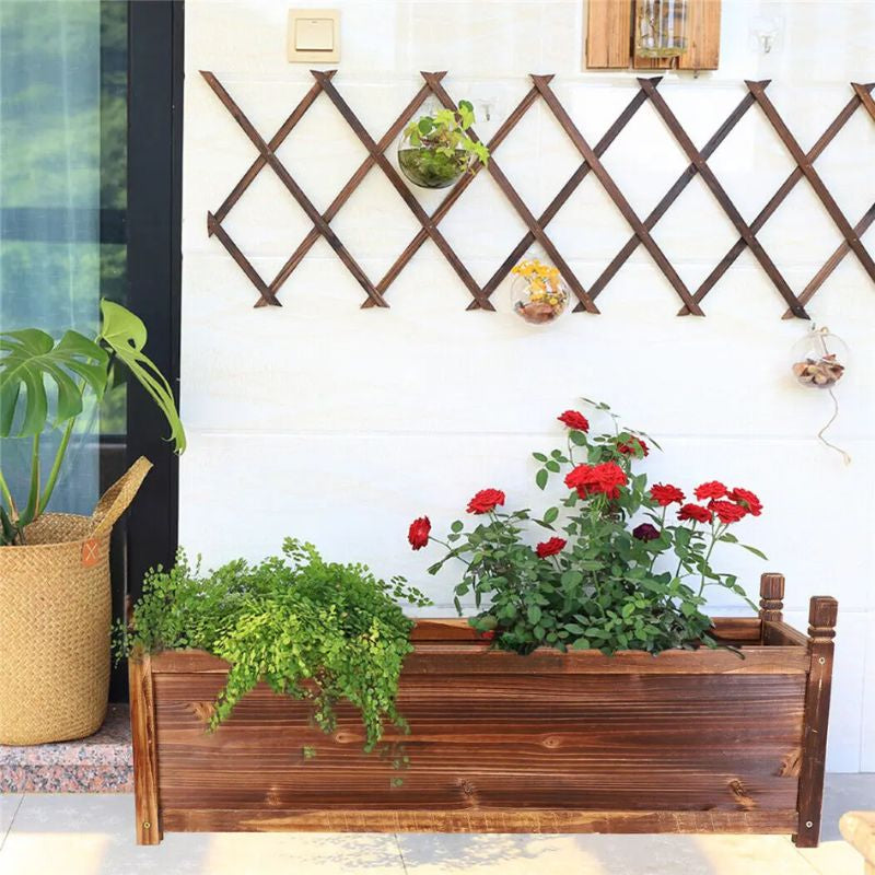 Planter Box Outdoor Raised Garden Bed Wood For Flowers and Vegetables 90x30x34cm