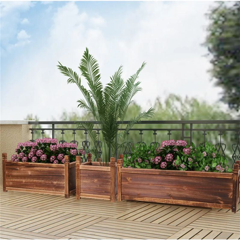 Wooden Raised Garden Bed Planter Box Flower Bed Elevated Garden Bed Raised Planter 90 x 30 x 34 cm Dark Brown