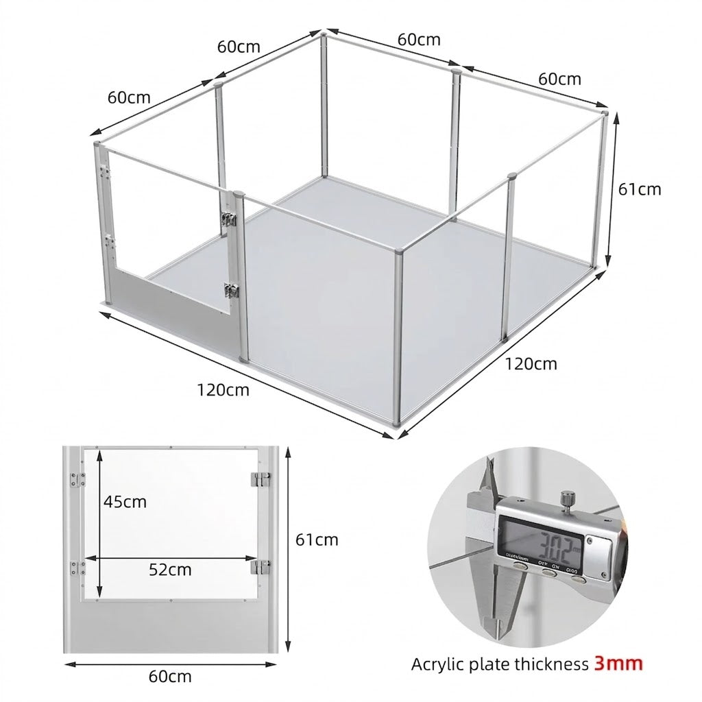 Dog Puppy Playpen Exercise Pen Containment Pen Extra Large Clear Enclosure Dog & Small Animal With Waterproof Pad