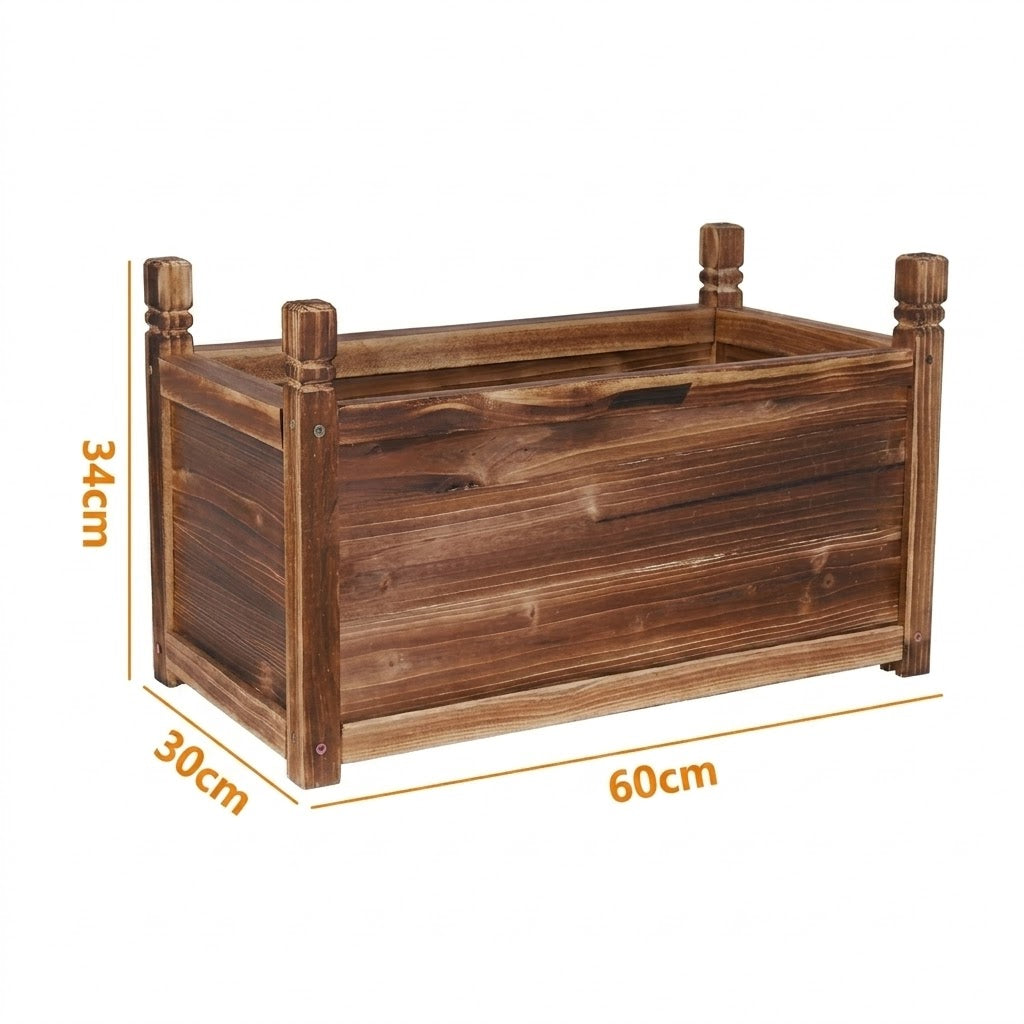 Planter Box Outdoor Raised Garden Bed Wood For Flowers and Vegetables 60x30x34cm
