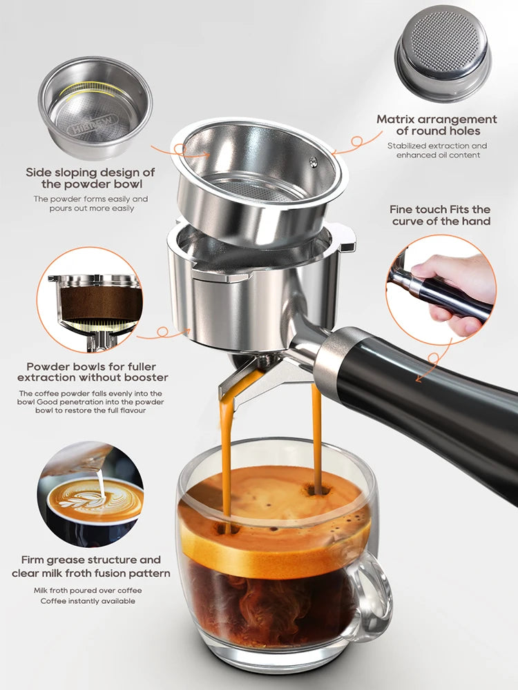 20 Bar Espresso Coffee Machine Semi Automatic Cappuccino Maker with Adjustable Temperature AU Plug H10B
