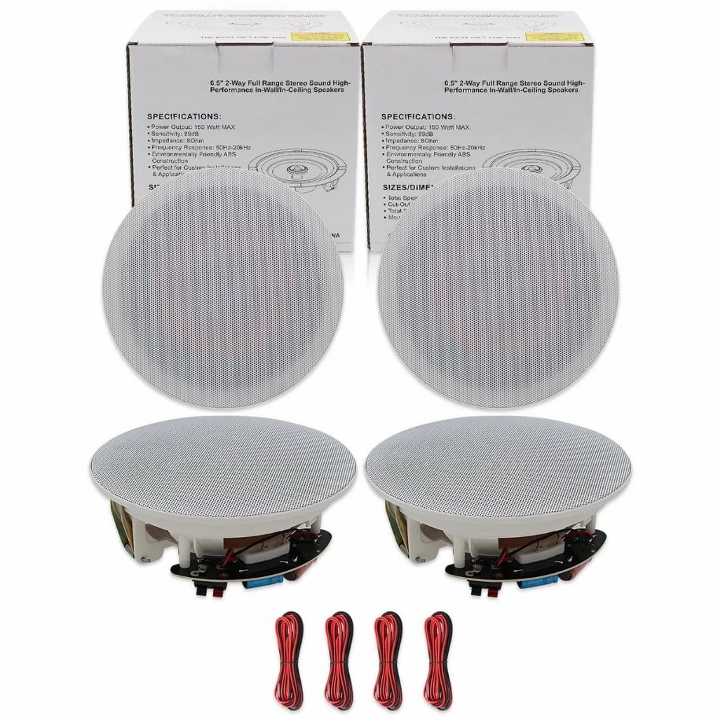 Ceiling Speakers 4 Pack 600W Wall Mount Recessed Audio System for Kitchen Bedroom Bathroom Patio 16.5cm