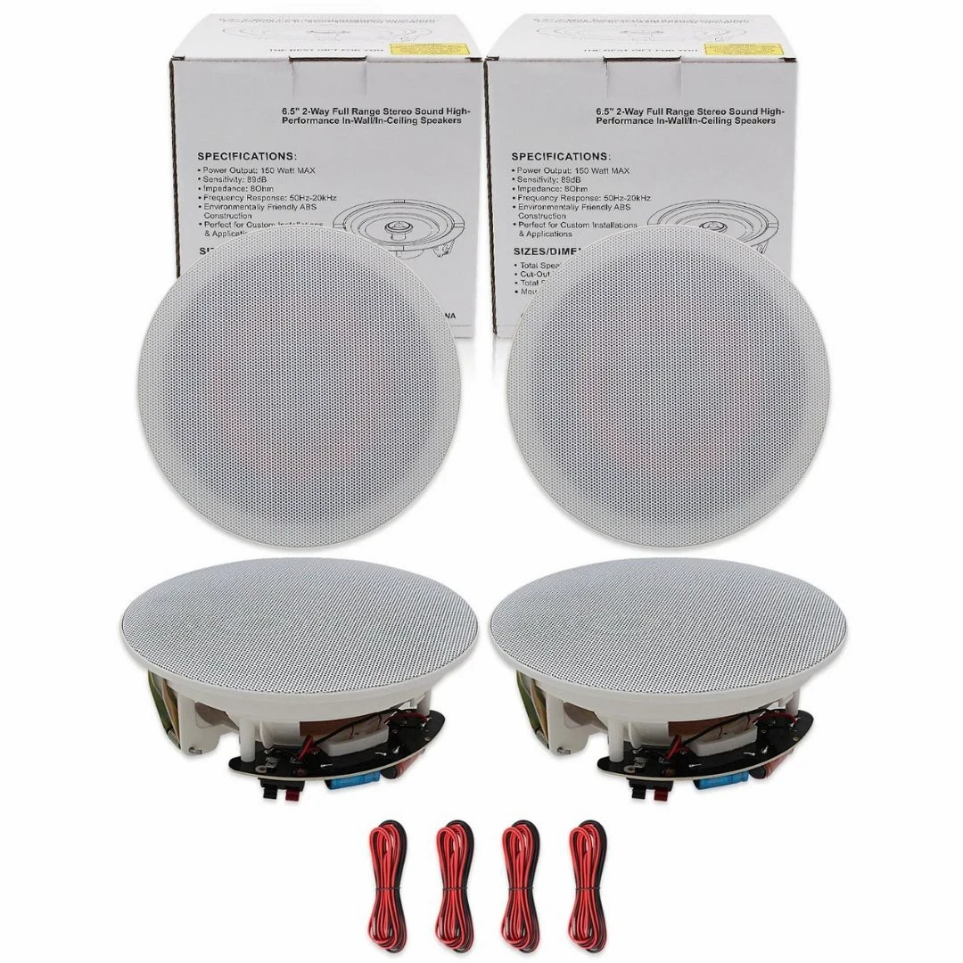 Ceiling Speakers 4 Pack 600W Wall Mount Recessed Audio System for Kitchen Bedroom Bathroom Patio 16.5cm
