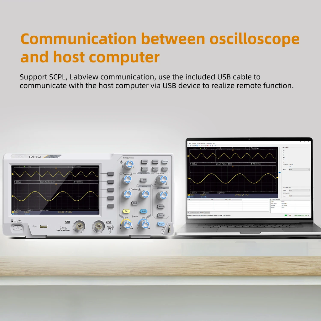 Digital Storage Oscilloscope 100MHz 2 Channel 1GSa/s Desktop Oscilloscope with 7 Inch TFT Display