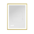Illuminated LED Bathroom Mirror 80x60cm Gold Frame Anti Fog 3 Color Dimming Wall Mounted Vanity Mirror