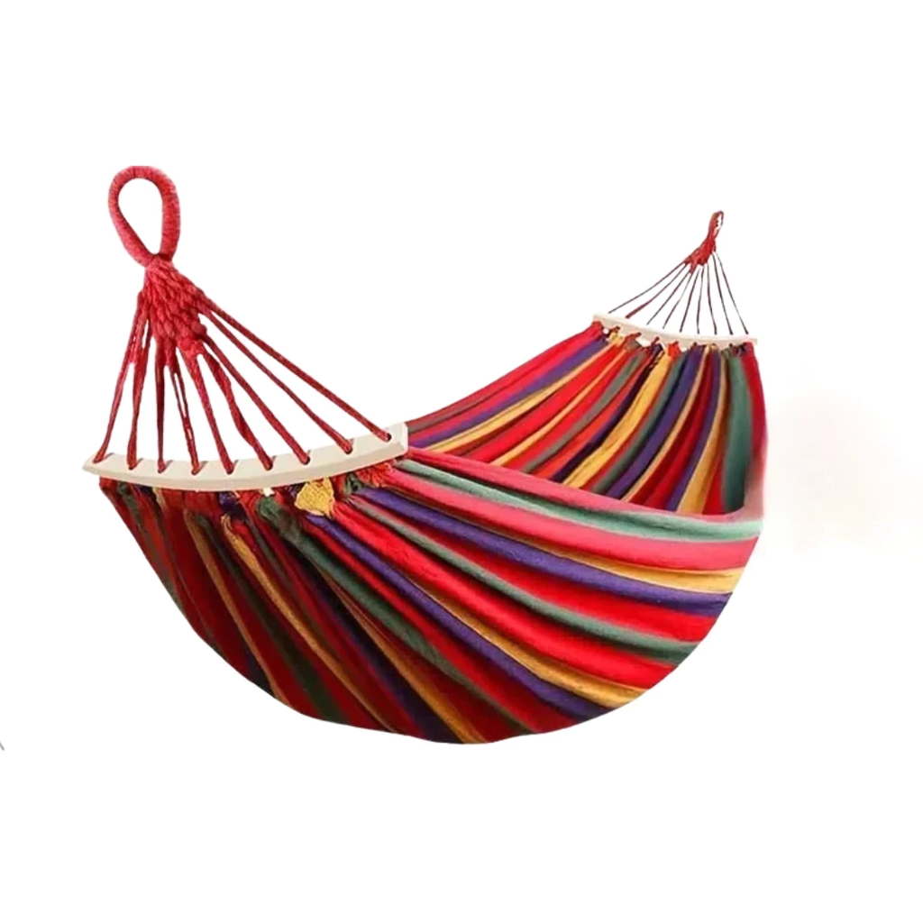 Canvas Outdoor Camping Hammock Double Size 200 x 150 cm with Carry Bag - Anti Rollover Thick Fabric
