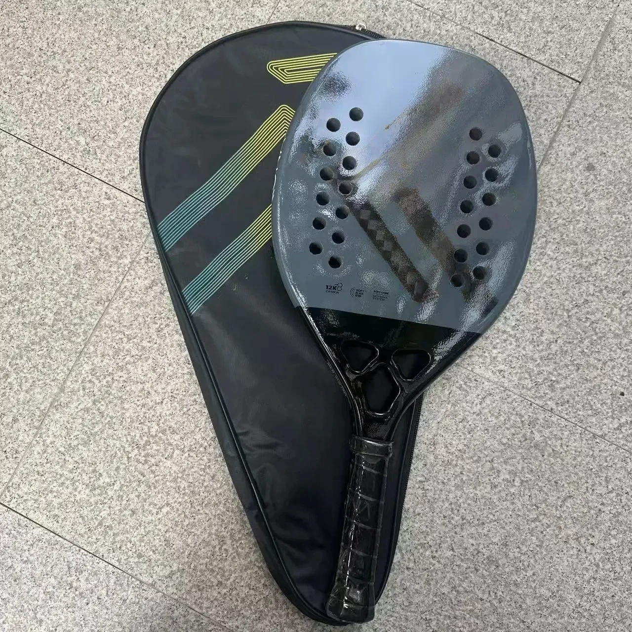 Carbon Fibre Beach Tennis Racket with Carry Bag Lightweight Outdoor Sports Paddle High Performance