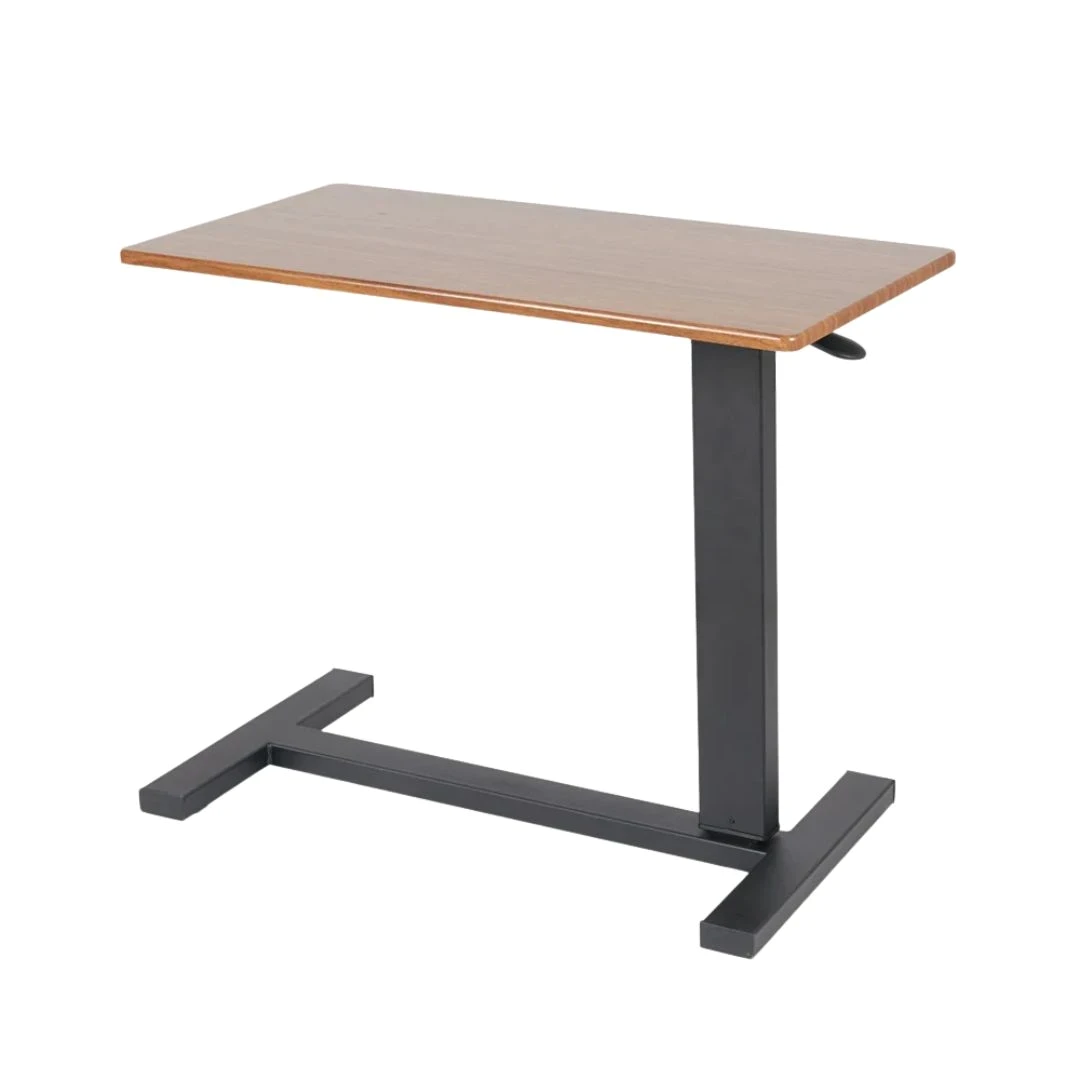 Height Adjustable Over Bed Laptop Desk 80x40x89.5cm Rolling Side Table with Wheels Black Oak