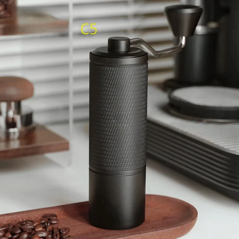 Manual Coffee Grinder Portable Hand Grinder with 42mm S2C Burr Adjustable Grind for Espresso Black