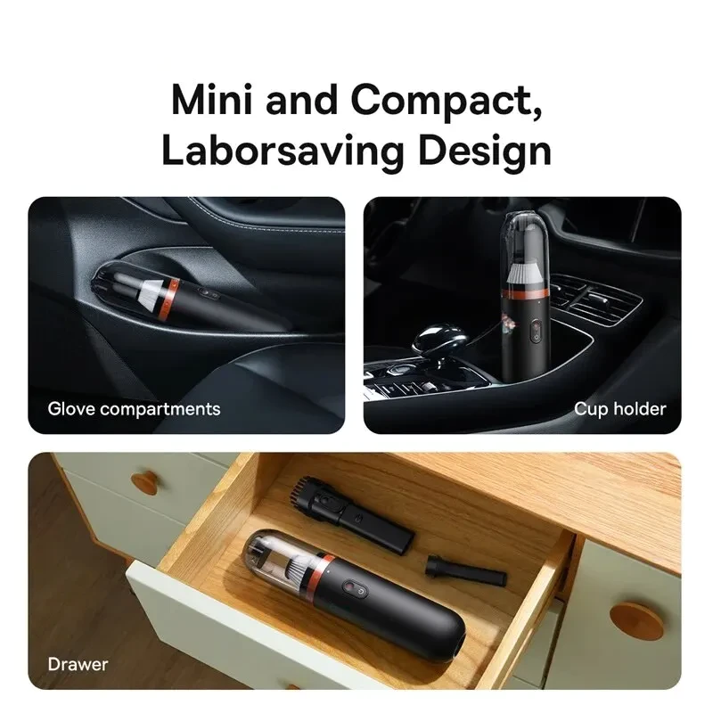 6000Pa Mini Car Vacuum Cleaner Handheld Auto Vacuum Blow & Suction 2 in 1 Portable Cleaning Tool for Home Car Office Black