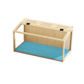 Wooden Hamster Cage Large Natural Habitat with Tempered Glass Panels Ventilation Holes and Built-in LED Light for Small Pets 80x40x40cm