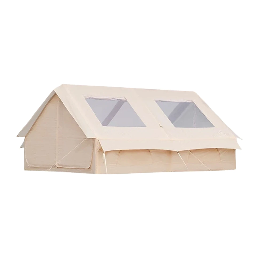 12m² Inflatable Camping Tent with Air Pump Storage Bags Outdoor Hiking Family Shelter Beige 395 × 298 × 190cm