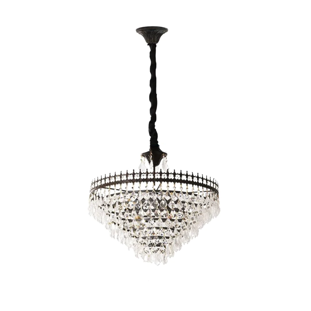 Crystal Chandelier Pendant Light 60x90cm Round Black Ceiling Lamp Vintage Hanging Lighting Fixture