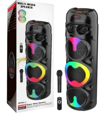 Bluetooth Party Speaker - 40W Wireless Karaoke Sound System with RGB LED Lights and Three 20.3cm Drivers