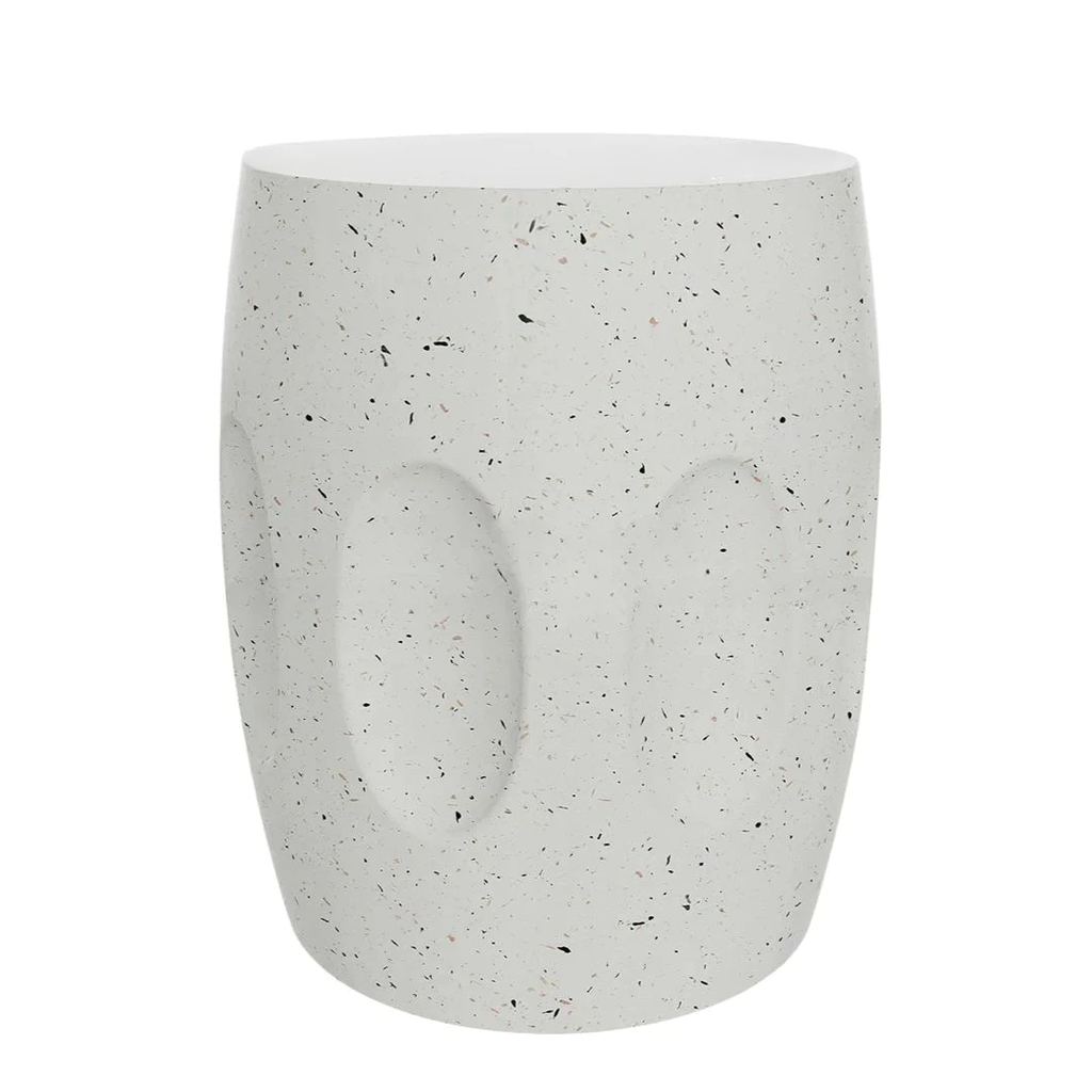Concrete Side Table 46x39x34cm Lightweight Indoor Outdoor Accent Stool White End Table