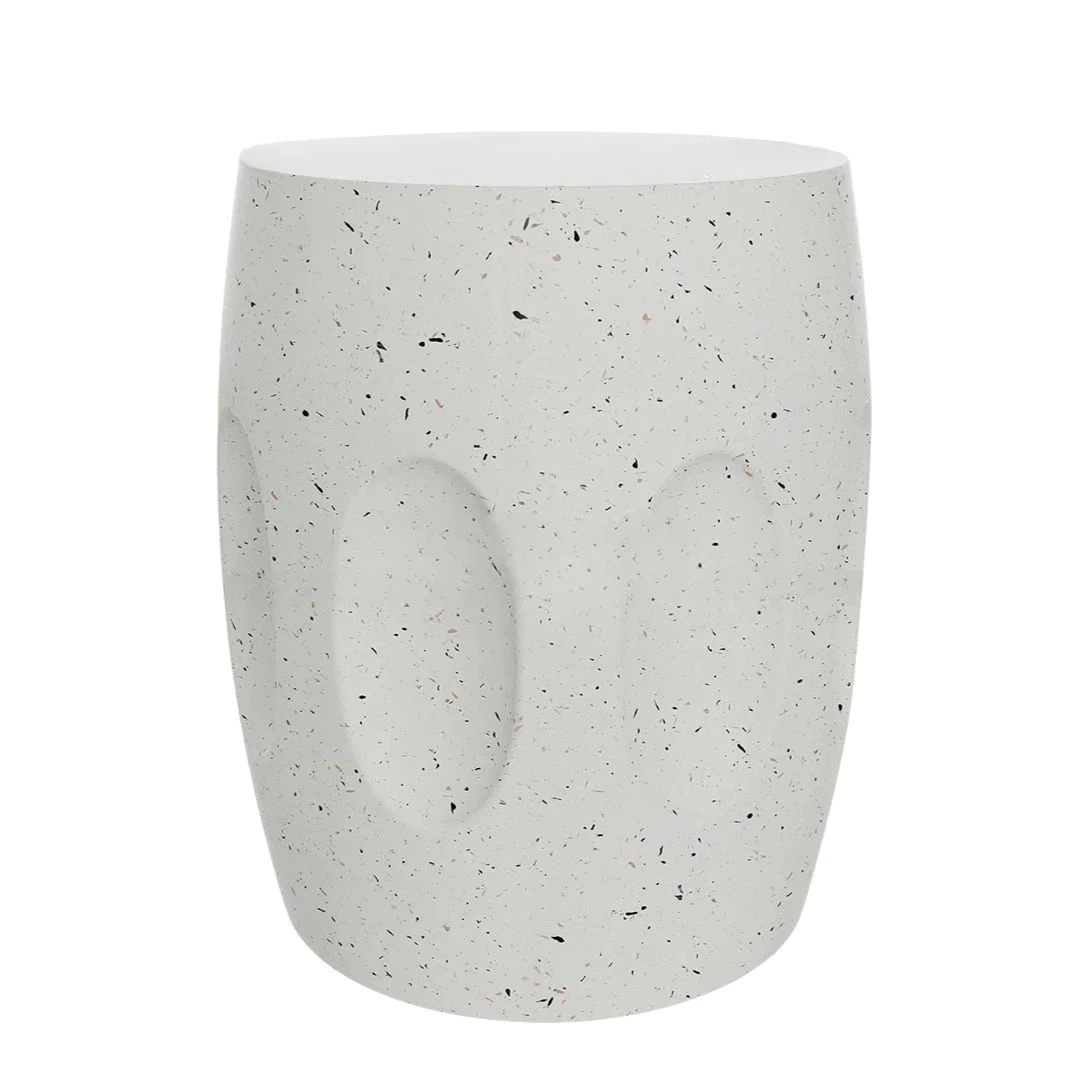 Concrete Side Table 46x39x34cm Lightweight Indoor Outdoor Accent Stool White End Table