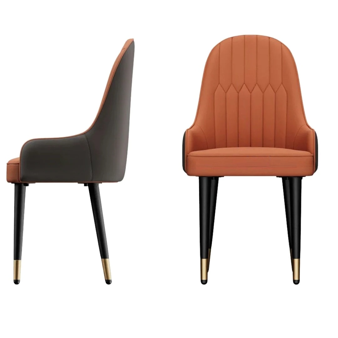Dining Chairs Set of 2 43.5x43.5x90cm Microfiber Leather Luxury Kitchen Chairs with Lion Knocker Orange