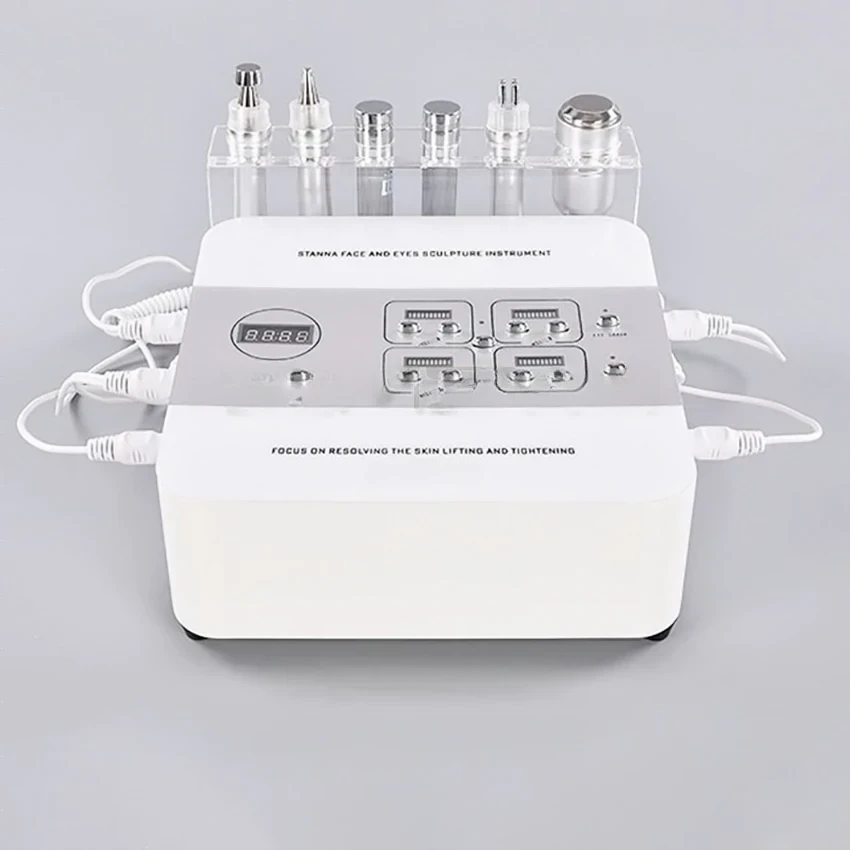 6-in-1 Facial Skin Care Beauty Machine Ultrasound Oxygen Face & Eye Massager White 20x29x10cm Home Use