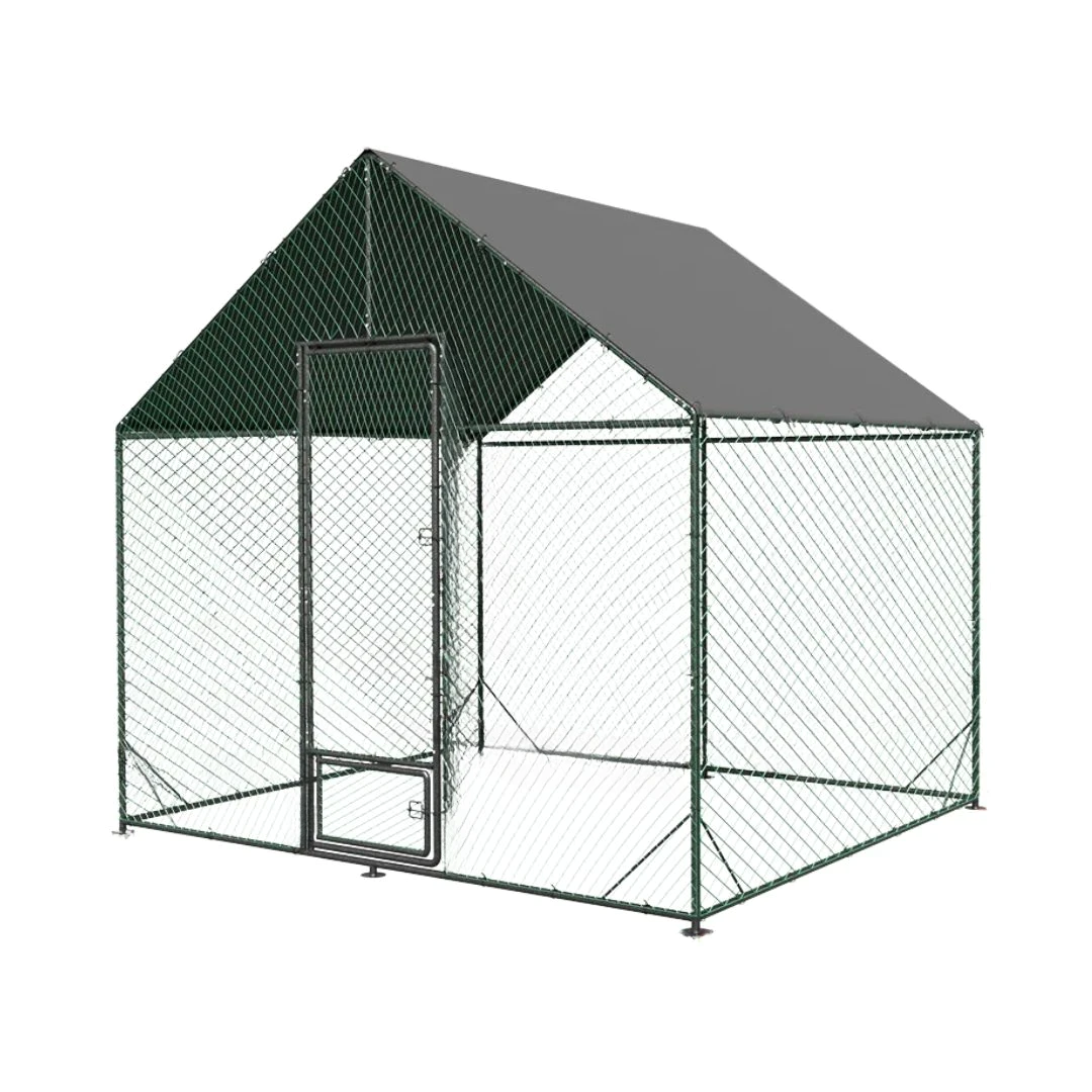 Metal Chicken Coop 300x207x276cm Outdoor Poultry Cage with Waterproof Cover Heavy Duty Duck Run Enclosure