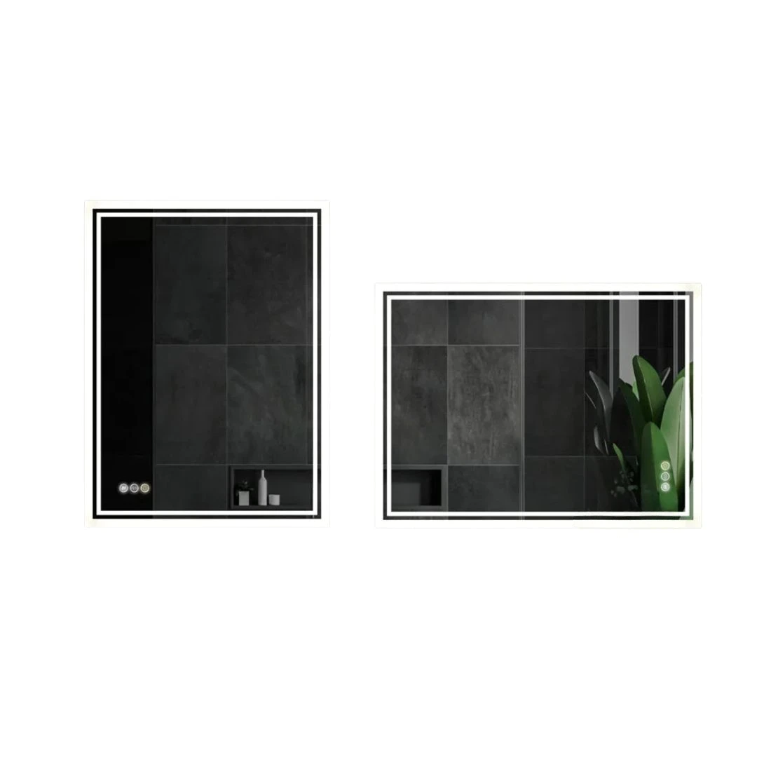 LED Bathroom Mirror Round Touch Screen Waterproof Anti Fog Vanity Mirror Wall Mounted for Wash Basin Shower Use 60x80 cm