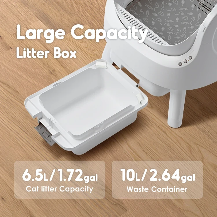 Automatic Self Cleaning Cat Litter Box Large Capacity Odour Control Cat Toilet No App Required Grey
