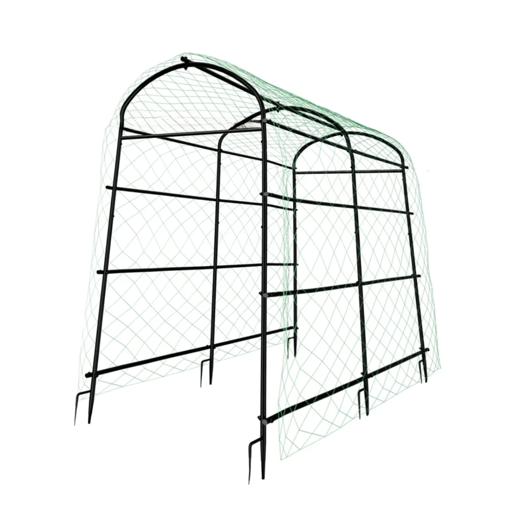U-Shaped Metal Garden Trellis Climbing Plant Support Frame Vegetable Vine Grow Stand Black Green 120 × 182 × 222cm