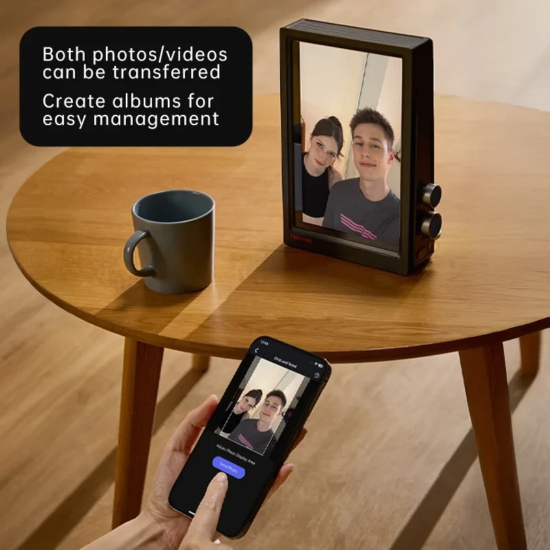 Digital Photo Frame 25.6cm Transparent WiFi Display 32GB with App Control for Home Office Desk Decor Black