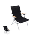 3 Position Reclining Folding Camping Chair Aluminium Outdoor Armchair Portable Garden Chair Black 54 × 56.5 × 88cm