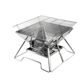 Fire Pit BBQ Grill 2-in-1 Portable Stainless Steel Camping Stove Outdoor Cooking Grill for Picnic Backyard Use 36cm×36cm×27cm