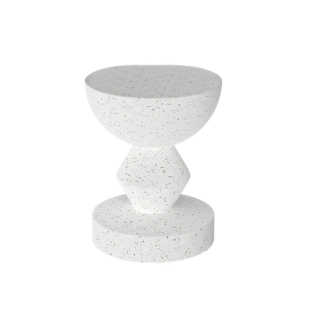 Concrete Side Table 35.5x43.5cm Lightweight Indoor Outdoor Accent Stool White End Table
