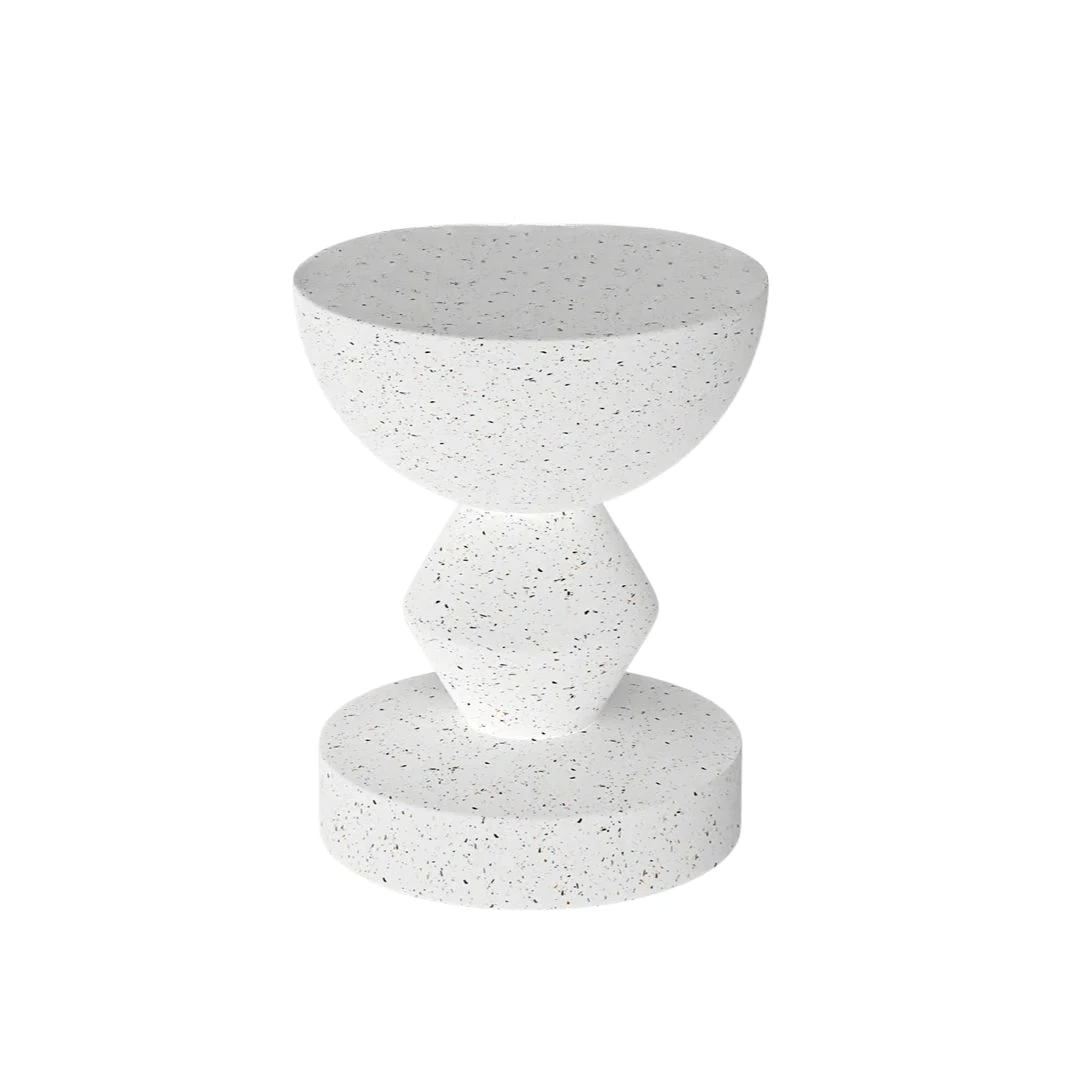 Concrete Side Table 35.5x43.5cm Lightweight Indoor Outdoor Accent Stool White End Table