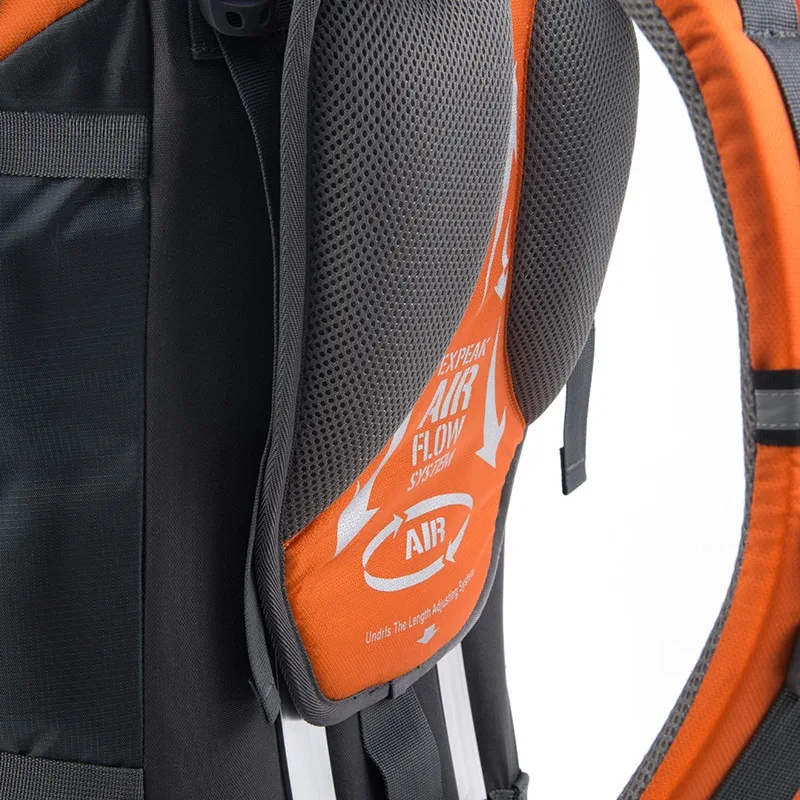 70L Hiking Backpack Large Capacity Outdoor Camping Travel Climbing Rucksack Orange 75x33x27cm Water Resistant