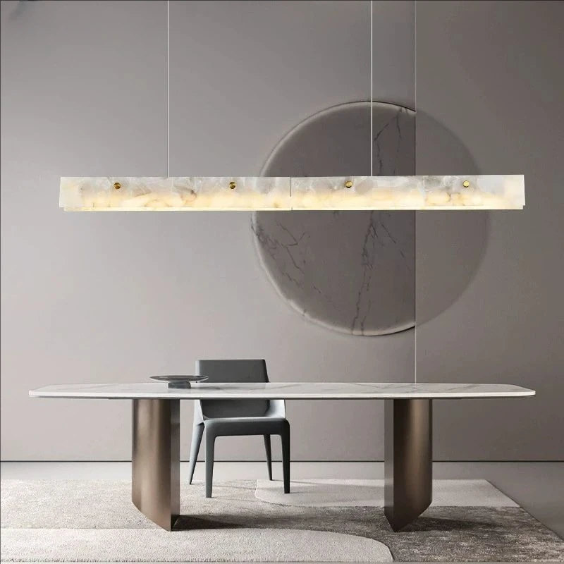 LED Marble Pendant Light 150cm Modern Linear Chandelier for Kitchen Island Dining Room and Bar Gold