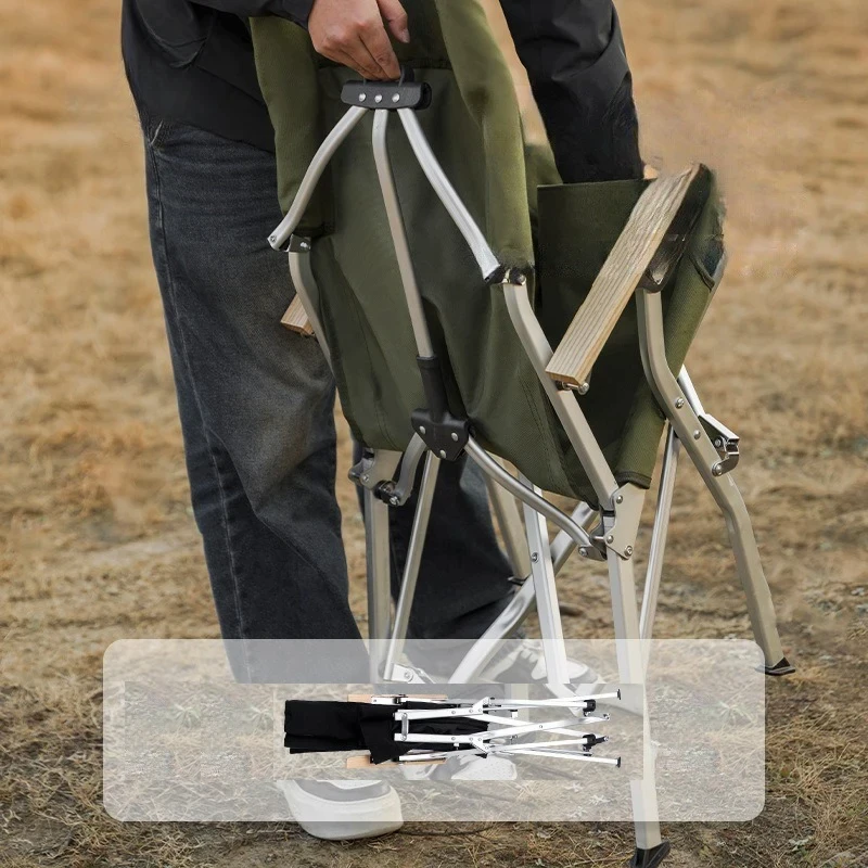 3 Position Reclining Folding Camping Chair Aluminium Outdoor Armchair Portable Garden Chair Green 54 × 56.5 × 88cm