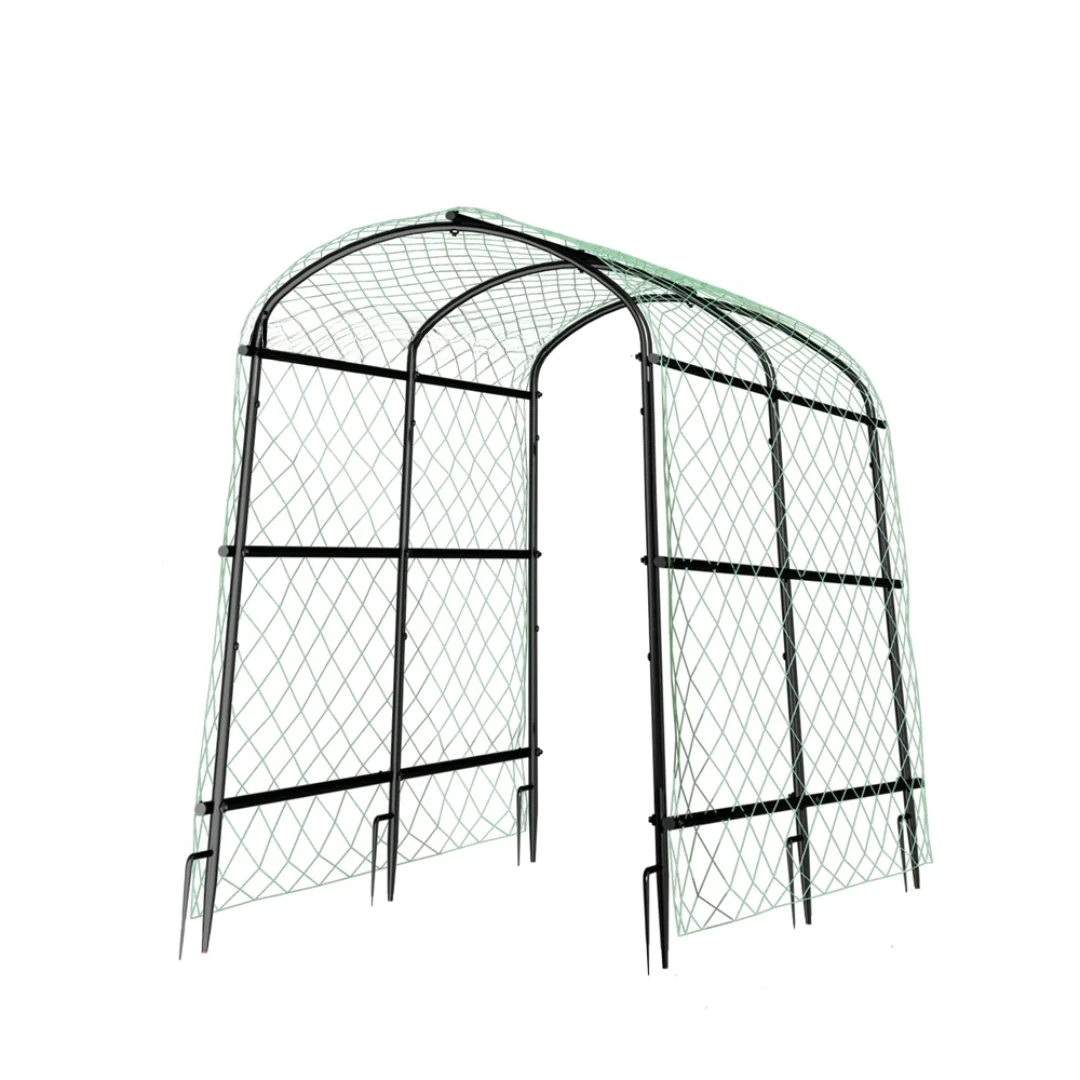 U-Shaped Metal Garden Trellis Climbing Plant Support Frame Vegetable Vine Grow Stand Black Green 105 × 162 × 160cm