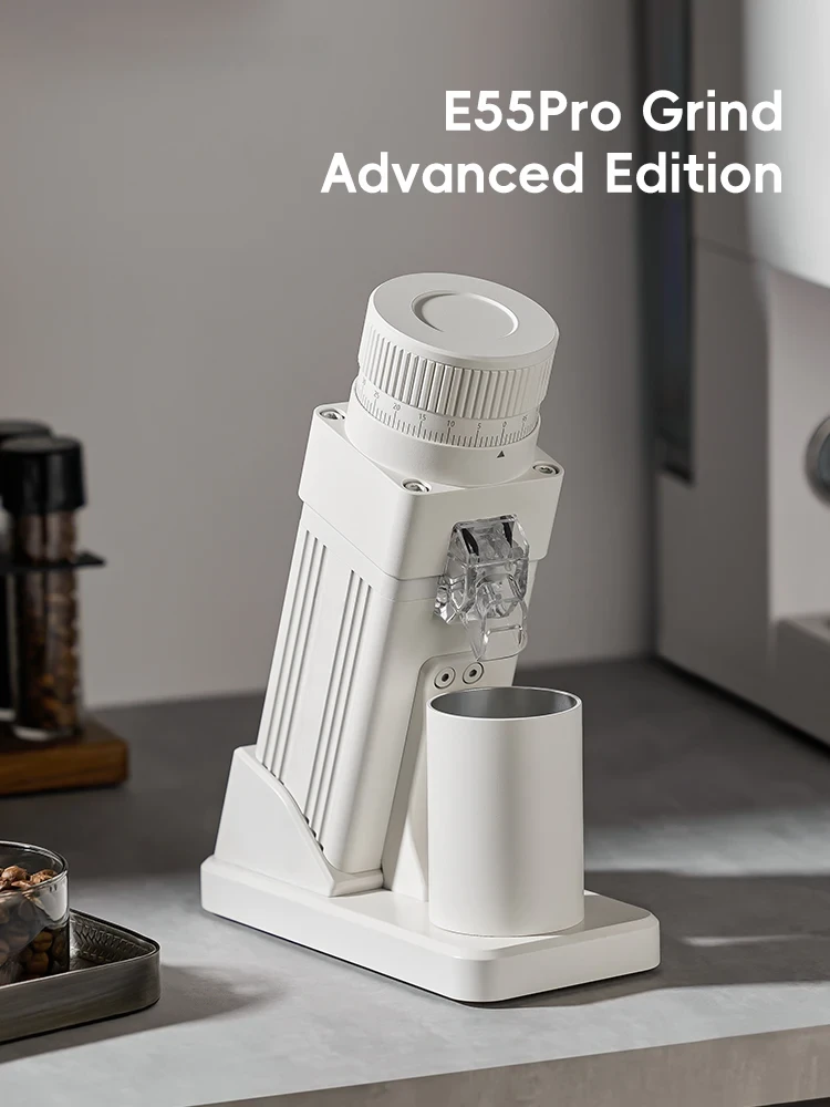 E55Pro Electric Coffee Grinder 55MM Titanium Cone Burr Stepless Adjustment Espresso Brew Coffee Bean Grinder White AU