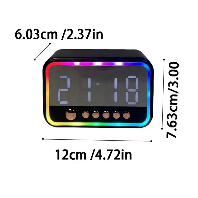 WiFi 6 Security Camera Alarm Clock with RGB Bluetooth Speaker 4K HD Motion Detection Remote Viewing 12x6.03x7.63cm