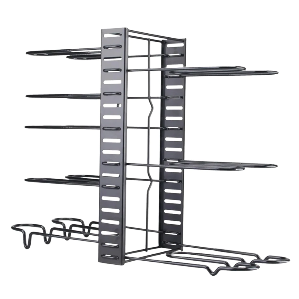 8 Tier Adjustable Pan Pot Organizer Rack DIY Cabinet Storage Stand Kitchen Pantry Holder for Pots Lids J2609 Black