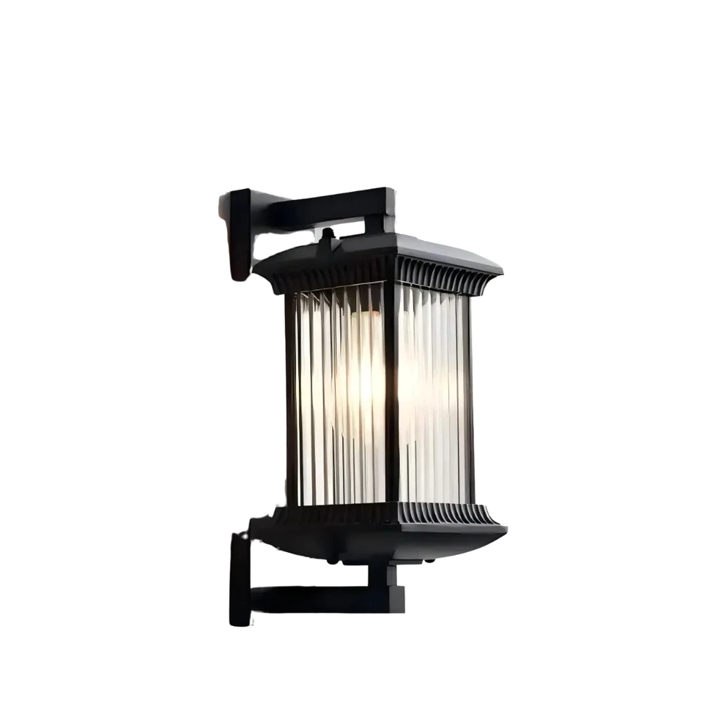 Outdoor LED Wall Light Black 9W IP65 Waterproof Aluminum Vintage Striped or Minimalist Frosted