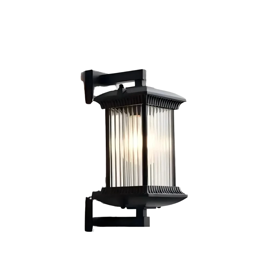 Outdoor LED Wall Light Black 9W IP65 Waterproof Aluminum Vintage Striped or Minimalist Frosted
