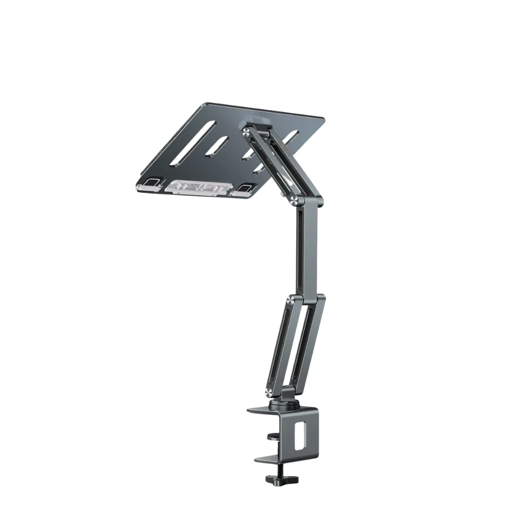 360° Rotating Laptop Tablet Stand Clamp Holder Adjustable Height 3 Joint Desktop Bed Lazy Arm Bracket Support Grey Green
