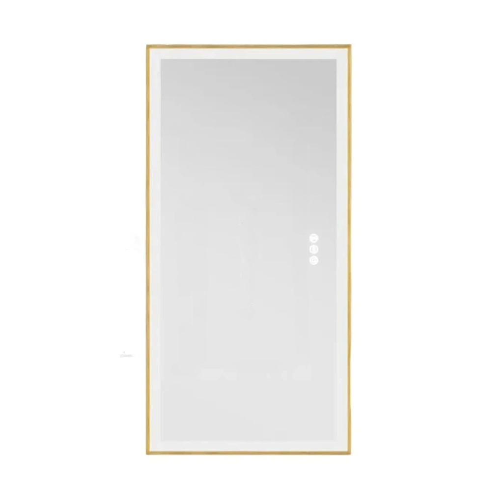 Illuminated LED Bathroom Mirror 60x120cm Gold Frame Anti Fog 3 Color Dimming Wall Mounted Vanity Mirror
