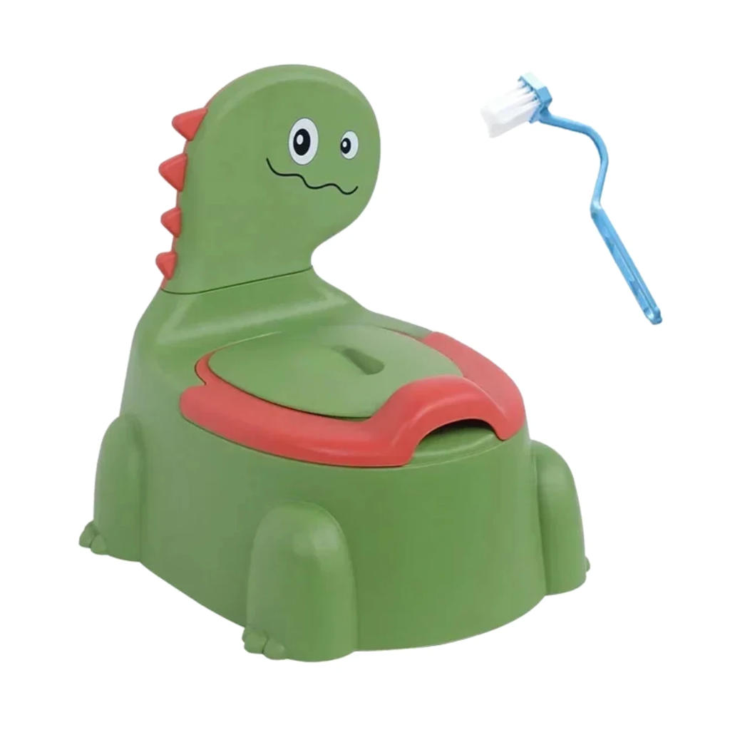 Cartoon Dinosaur Baby Potty Toddler Toilet Training Seat Splash Proof Urinal Beginner Toilet for Boys Girls Green 32.5×24.5×32cm