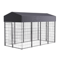 Outdoor Pet Enclosure Dog Kennel Pet Run Pet Cage Dog & Rabbit With Roof & Cover 126.5x119.5x134cm Gray